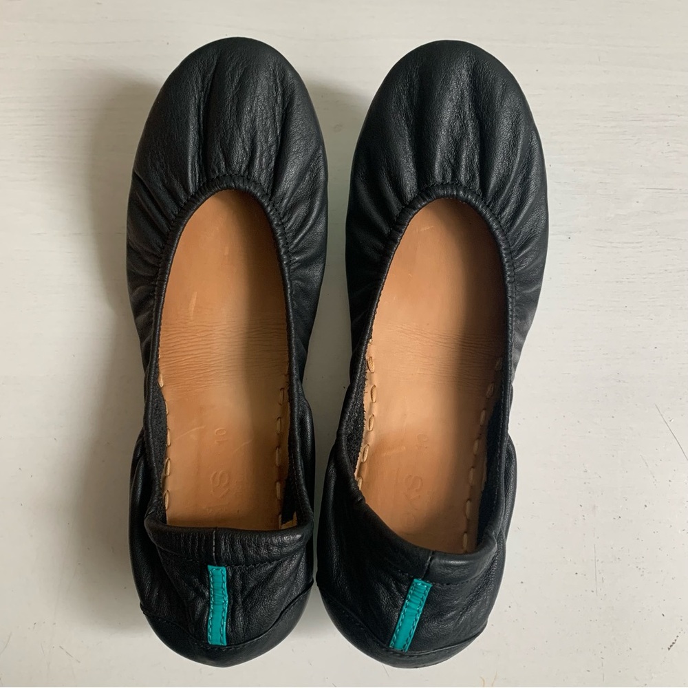 Tieks Black Leather Ballet Flats Size 10